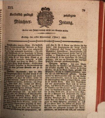 Kurfürstlich gnädigst privilegirte Münchner-Zeitung (Süddeutsche Presse) Freitag 27. Januar 1797