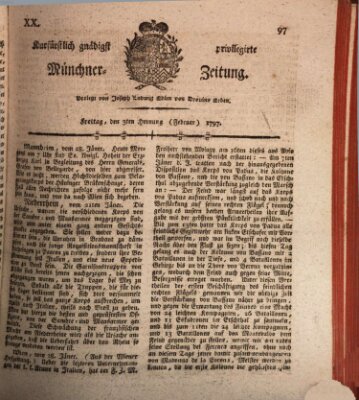 Kurfürstlich gnädigst privilegirte Münchner-Zeitung (Süddeutsche Presse) Freitag 3. Februar 1797