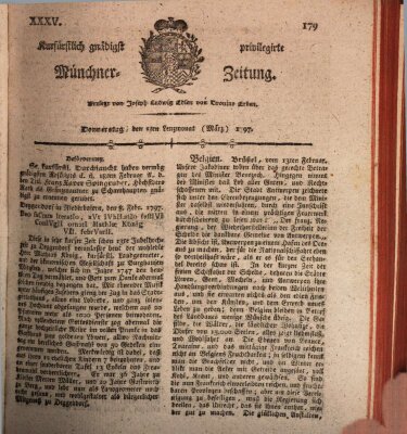 Kurfürstlich gnädigst privilegirte Münchner-Zeitung (Süddeutsche Presse) Donnerstag 2. März 1797