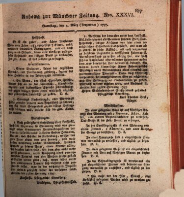 Kurfürstlich gnädigst privilegirte Münchner-Zeitung (Süddeutsche Presse) Samstag 4. März 1797