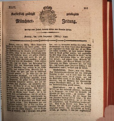 Kurfürstlich gnädigst privilegirte Münchner-Zeitung (Süddeutsche Presse) Freitag 17. März 1797