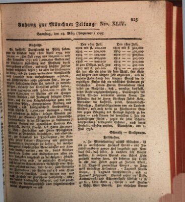 Kurfürstlich gnädigst privilegirte Münchner-Zeitung (Süddeutsche Presse) Samstag 18. März 1797