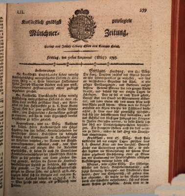 Kurfürstlich gnädigst privilegirte Münchner-Zeitung (Süddeutsche Presse) Freitag 31. März 1797