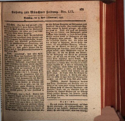 Kurfürstlich gnädigst privilegirte Münchner-Zeitung (Süddeutsche Presse) Samstag 8. April 1797