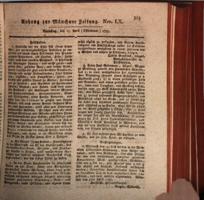 Kurfürstlich gnädigst privilegirte Münchner-Zeitung (Süddeutsche Presse) Samstag 15. April 1797