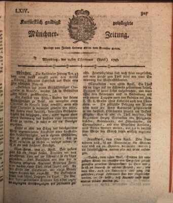 Kurfürstlich gnädigst privilegirte Münchner-Zeitung (Süddeutsche Presse) Montag 24. April 1797