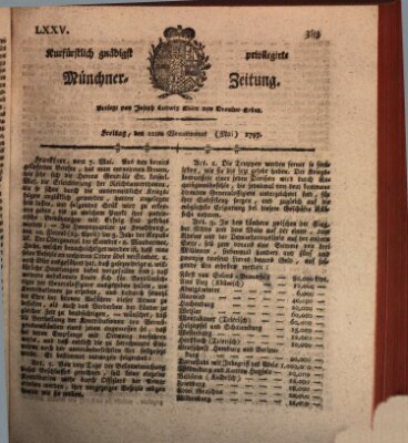 Kurfürstlich gnädigst privilegirte Münchner-Zeitung (Süddeutsche Presse) Freitag 12. Mai 1797