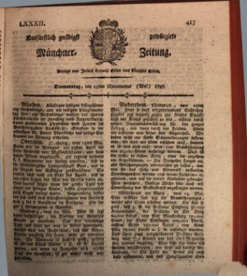 Kurfürstlich gnädigst privilegirte Münchner-Zeitung (Süddeutsche Presse) Donnerstag 25. Mai 1797