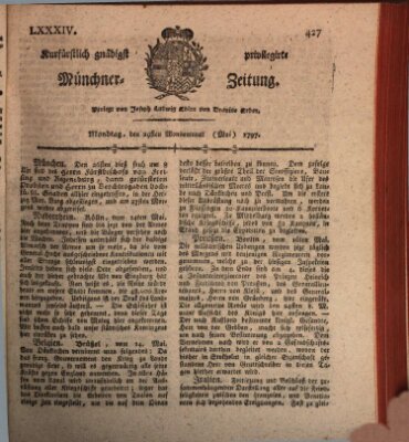 Kurfürstlich gnädigst privilegirte Münchner-Zeitung (Süddeutsche Presse) Montag 29. Mai 1797