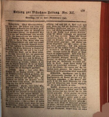 Kurfürstlich gnädigst privilegirte Münchner-Zeitung (Süddeutsche Presse) Samstag 10. Juni 1797