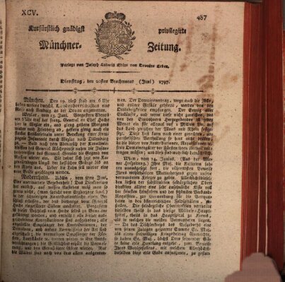 Kurfürstlich gnädigst privilegirte Münchner-Zeitung (Süddeutsche Presse) Dienstag 20. Juni 1797