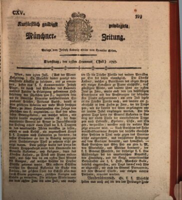 Kurfürstlich gnädigst privilegirte Münchner-Zeitung (Süddeutsche Presse) Dienstag 25. Juli 1797