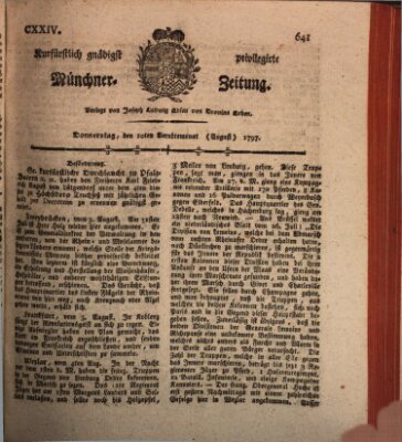 Kurfürstlich gnädigst privilegirte Münchner-Zeitung (Süddeutsche Presse) Donnerstag 10. August 1797