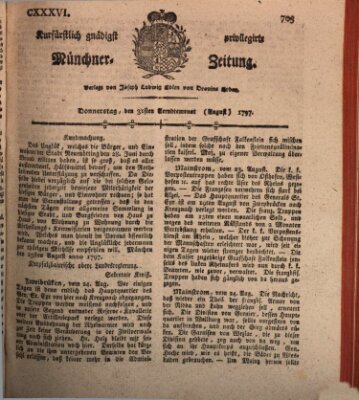 Kurfürstlich gnädigst privilegirte Münchner-Zeitung (Süddeutsche Presse) Donnerstag 31. August 1797