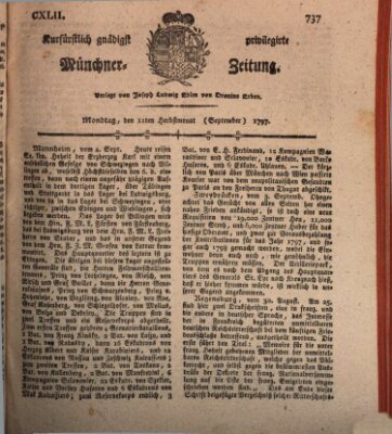 Kurfürstlich gnädigst privilegirte Münchner-Zeitung (Süddeutsche Presse) Montag 11. September 1797