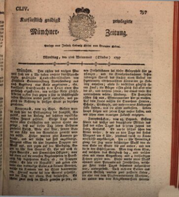 Kurfürstlich gnädigst privilegirte Münchner-Zeitung (Süddeutsche Presse) Montag 2. Oktober 1797