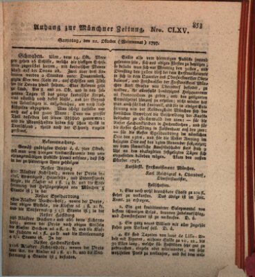 Kurfürstlich gnädigst privilegirte Münchner-Zeitung (Süddeutsche Presse) Samstag 21. Oktober 1797