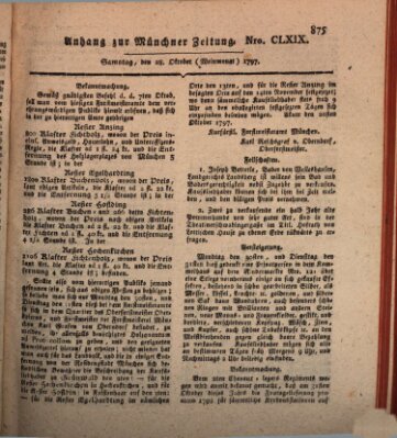 Kurfürstlich gnädigst privilegirte Münchner-Zeitung (Süddeutsche Presse) Samstag 28. Oktober 1797