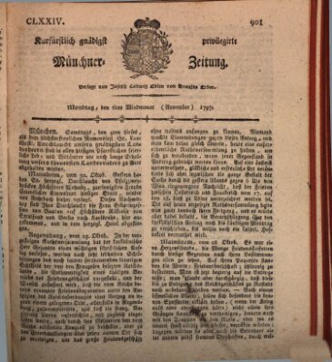 Kurfürstlich gnädigst privilegirte Münchner-Zeitung (Süddeutsche Presse) Montag 6. November 1797