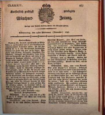 Kurfürstlich gnädigst privilegirte Münchner-Zeitung (Süddeutsche Presse) Donnerstag 23. November 1797