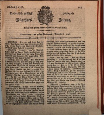 Kurfürstlich gnädigst privilegirte Münchner-Zeitung (Süddeutsche Presse) Donnerstag 30. November 1797