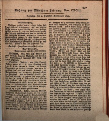 Kurfürstlich gnädigst privilegirte Münchner-Zeitung (Süddeutsche Presse) Samstag 9. Dezember 1797