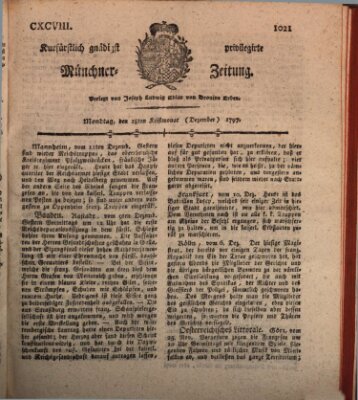 Kurfürstlich gnädigst privilegirte Münchner-Zeitung (Süddeutsche Presse) Montag 18. Dezember 1797