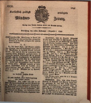 Kurfürstlich gnädigst privilegirte Münchner-Zeitung (Süddeutsche Presse) Dienstag 26. Dezember 1797