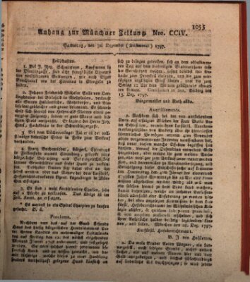 Kurfürstlich gnädigst privilegirte Münchner-Zeitung (Süddeutsche Presse) Samstag 30. Dezember 1797