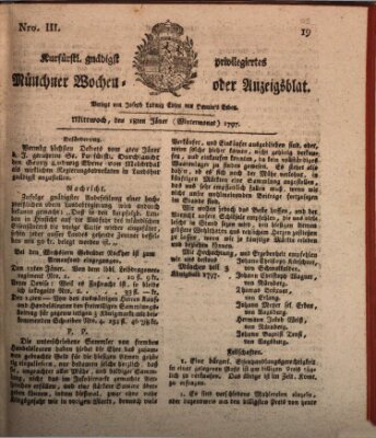 Kurfürstlich gnädigst privilegirte Münchner-Zeitung (Süddeutsche Presse) Mittwoch 18. Januar 1797