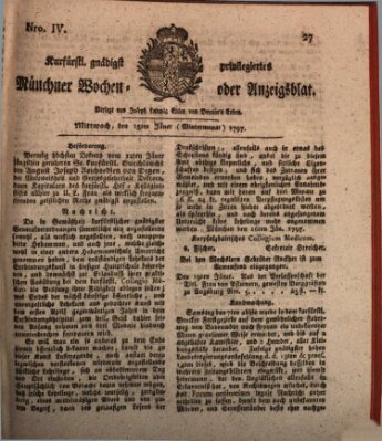 Kurfürstlich gnädigst privilegirte Münchner-Zeitung (Süddeutsche Presse) Mittwoch 25. Januar 1797