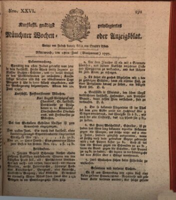 Kurfürstlich gnädigst privilegirte Münchner-Zeitung (Süddeutsche Presse) Mittwoch 28. Juni 1797