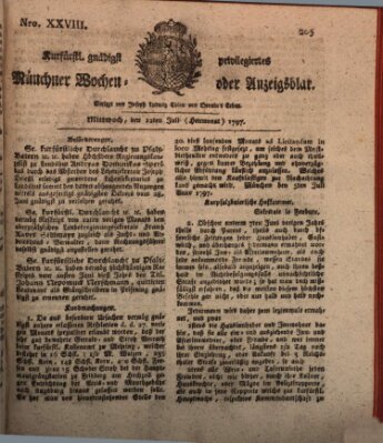 Kurfürstlich gnädigst privilegirte Münchner-Zeitung (Süddeutsche Presse) Mittwoch 12. Juli 1797