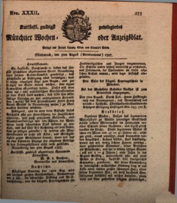 Kurfürstlich gnädigst privilegirte Münchner-Zeitung (Süddeutsche Presse) Mittwoch 9. August 1797