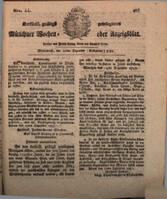 Kurfürstlich gnädigst privilegirte Münchner-Zeitung (Süddeutsche Presse) Mittwoch 20. Dezember 1797