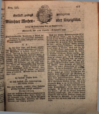 Kurfürstlich gnädigst privilegirte Münchner-Zeitung (Süddeutsche Presse) Mittwoch 27. Dezember 1797