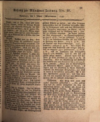 Kurfürstlich gnädigst privilegirte Münchner-Zeitung (Süddeutsche Presse) Samstag 6. Januar 1798