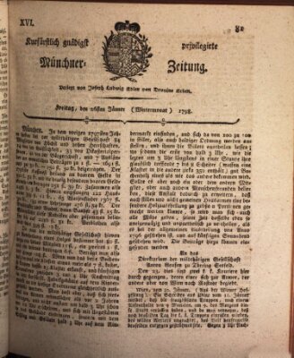 Kurfürstlich gnädigst privilegirte Münchner-Zeitung (Süddeutsche Presse) Freitag 26. Januar 1798