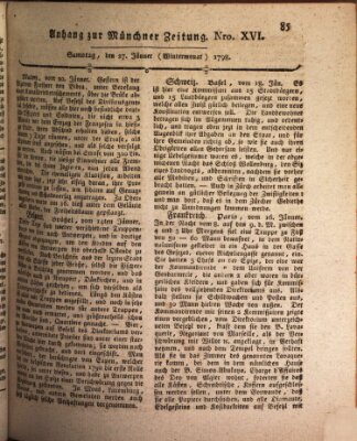 Kurfürstlich gnädigst privilegirte Münchner-Zeitung (Süddeutsche Presse) Samstag 27. Januar 1798