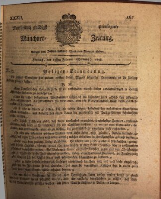 Kurfürstlich gnädigst privilegirte Münchner-Zeitung (Süddeutsche Presse) Freitag 23. Februar 1798