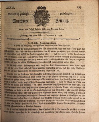 Kurfürstlich gnädigst privilegirte Münchner-Zeitung (Süddeutsche Presse) Freitag 2. März 1798