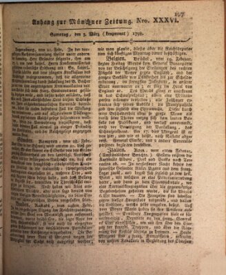 Kurfürstlich gnädigst privilegirte Münchner-Zeitung (Süddeutsche Presse) Samstag 3. März 1798