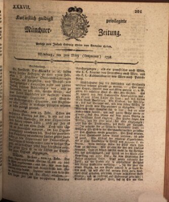 Kurfürstlich gnädigst privilegirte Münchner-Zeitung (Süddeutsche Presse) Montag 5. März 1798
