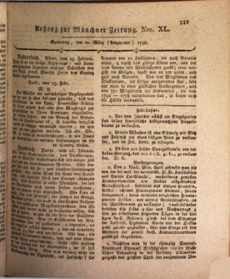 Kurfürstlich gnädigst privilegirte Münchner-Zeitung (Süddeutsche Presse) Samstag 10. März 1798