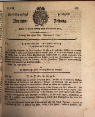 Kurfürstlich gnädigst privilegirte Münchner-Zeitung (Süddeutsche Presse) Freitag 23. März 1798