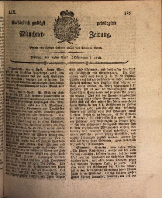 Kurfürstlich gnädigst privilegirte Münchner-Zeitung (Süddeutsche Presse) Freitag 13. April 1798