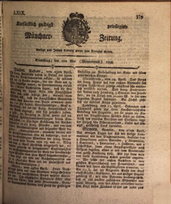 Kurfürstlich gnädigst privilegirte Münchner-Zeitung (Süddeutsche Presse) Dienstag 1. Mai 1798