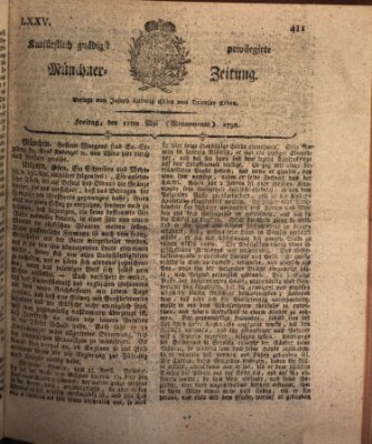 Kurfürstlich gnädigst privilegirte Münchner-Zeitung (Süddeutsche Presse) Freitag 11. Mai 1798