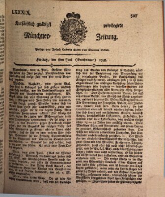 Kurfürstlich gnädigst privilegirte Münchner-Zeitung (Süddeutsche Presse) Freitag 8. Juni 1798