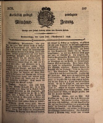 Kurfürstlich gnädigst privilegirte Münchner-Zeitung (Süddeutsche Presse) Donnerstag 14. Juni 1798